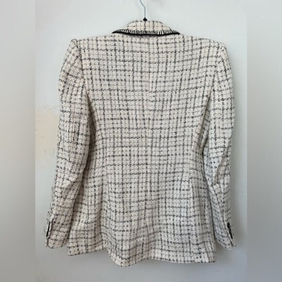 Zara, Textured Double-Breasted Blazer - White/Black. Size: M. NWT. - Picture 5 of 16